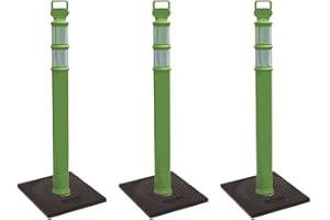 CORTINA SAFETY PRODUCTS Cortina EZ Grab Delineator 45" Post, 3" Hip Collars with 10 lb Base, 03-747LIRBC-3, Lime, 3 Pack