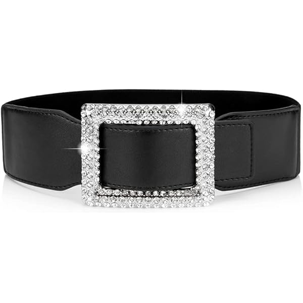 RISANTRY Black Belts for Women Twisted Metal Silver Buckle  display picture 2