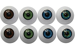 DoubleWood Halloween Eyeballs 4 Pairs of 4 Colors 22mm Half Round Realistic Acrylic Eyes for Halloween Props, Masks, Dolls or Bears Craft Plastic Eyeballs (22mm)