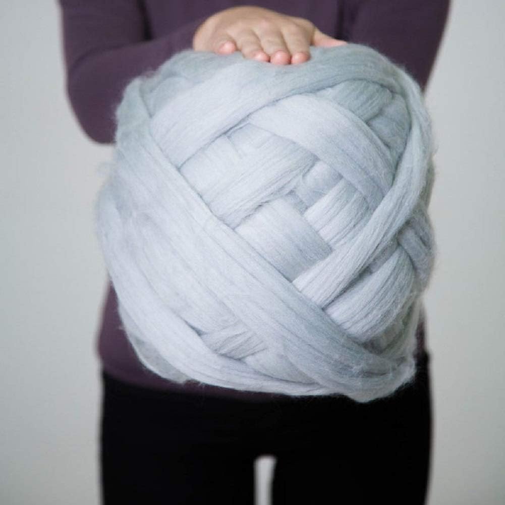 Giant Yarn for Arm Knitting or Roving Chunky Merino Wool Yarn Super Bulky Yarn Extreme Knitting Crochet Weaving Gray 3 lbs
