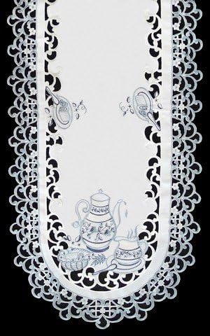 Sinobrite H8513 Delft Blue Tea Oblong Table Cloth, 68 x 90 in.