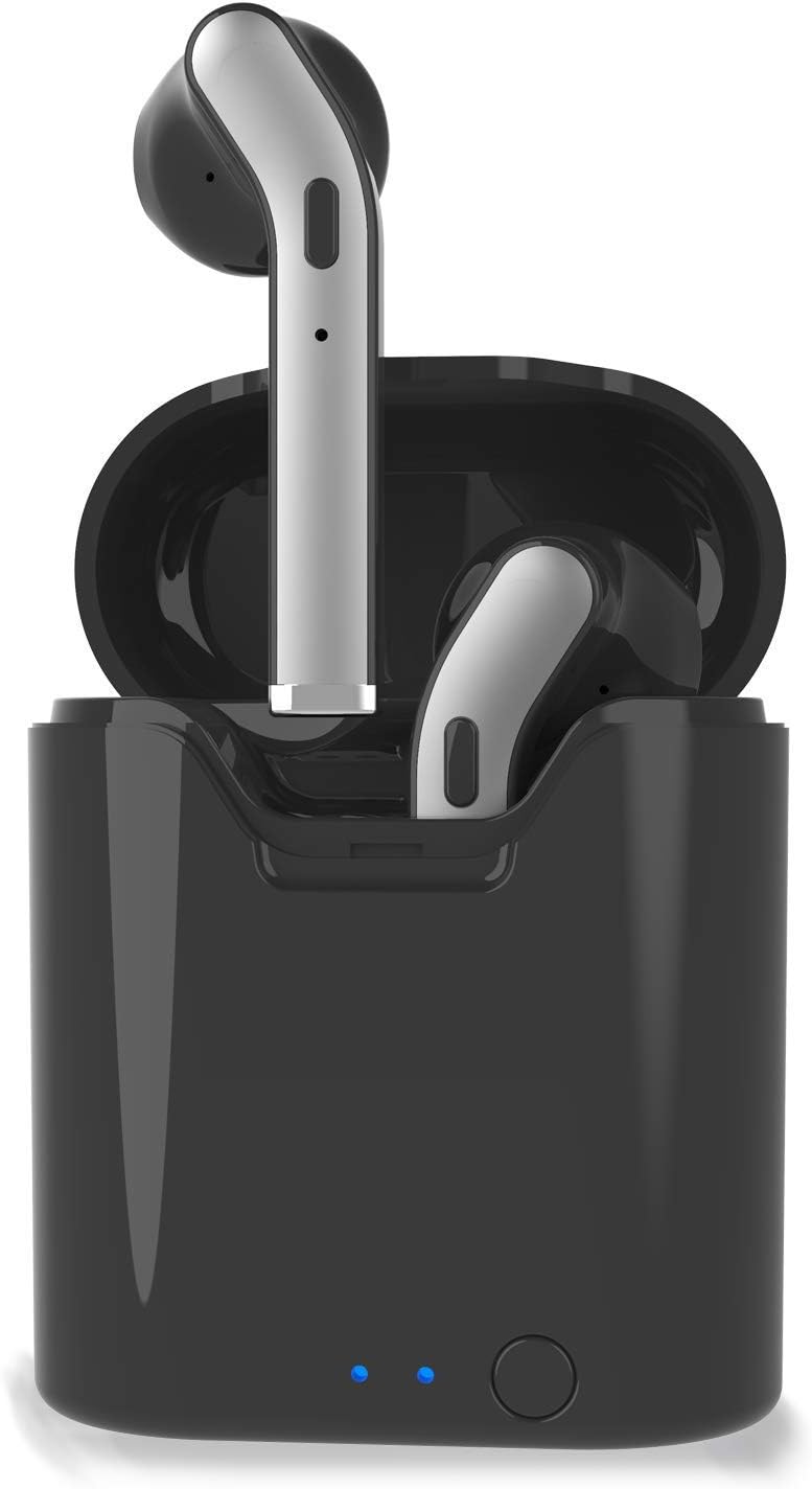 Bluetooth Wireless Earbuds Noise Canceling Sports Headphones with Charging Case IPX5 Waterproof Stereo Earphones in-Ear Built-in HD Mic Headsets for iPhone Android Apple Airpods-Black