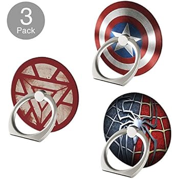 Phone Ring Stand, Superheroes [3 Pack] 360 Rotation Cell Phone Kickstand Finger Grip Holder Mount for iPhone 6s/6 Plus/8/7 Plus, iPhone X, Samsung Galaxy S9/S9 Plus/Note 9, Smartphone and Tablet