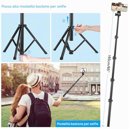 Victiv Smartphone Tripod Aluminium 172 cm, Smartphone Kickstand with Remote Control and Mobile Phone Holder, Selfie Stick Tripod Compatible with iPhone 17/16/15/14/13/12 Pro Max