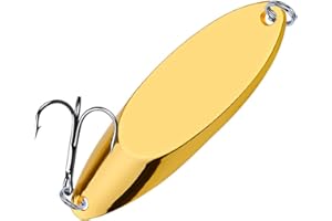 PROBEROS Fishing Spoons Lures Bass Baits Jigging Bait Tackle with Treble Hooks Hard Metal Spoon Fishing Lure Weight Pick 10 Pcs/Pack Silver Gold