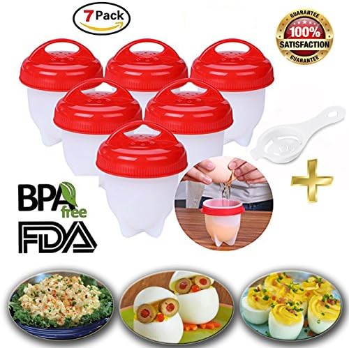 Egglettes Silicone Egg Cooker Set - Non Stick Egg Poachers AS SEEN ON TV, FREE EGG SEPERATOR Hard Boiled Eggs without the Sheel, BPA Free, Soft Hard Boiled (7 Packs)