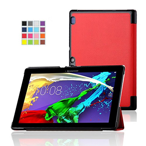 Lenovo TAB 2 A10 case, KuGi ® High quality ultra-thin Smart Cover Case for Lenovo TAB 2 A10 tablet (Red)