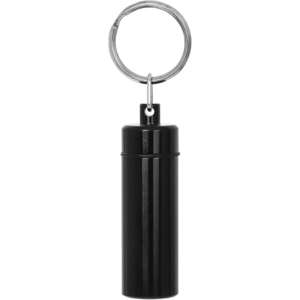 Aluminum Pill Shape ID Holder Keychain - Silver Metal Case For Emergency Info