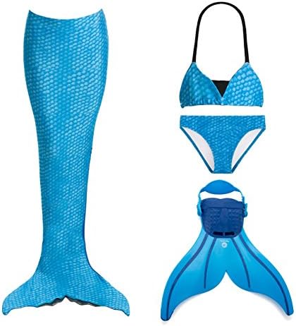 Tendol 3 PC Mermaid tail for swimming and Christmas costume includes the NEW Tendol mermaid MONO FIN (Blue, Medium)