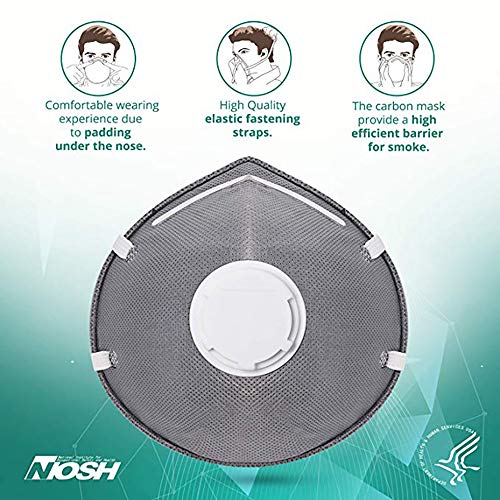 Disposable Dust Mask w/Carbon Filter and Exhalation Valve (15 pack) - N95 Particulate Respirator for Fume Protection, Construction, Home, DIY Projects... - Thumbnail 2