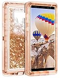 Coolden Galaxy Note 9 Case, Luxury Floating Glitter Case Sparkle Bling Quicksand Cover Clear Heavy Duty Bumper Dual Layer Anti-Drop PC Frame TPU Back for Samsung Galaxy Note 9, Rose Gold