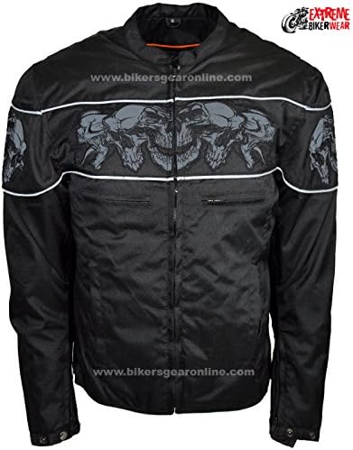 Men's Textile Concealed Carry Racing Jacket with Reflective Skulls UNBEATABLE $$ (5XL Regular)
