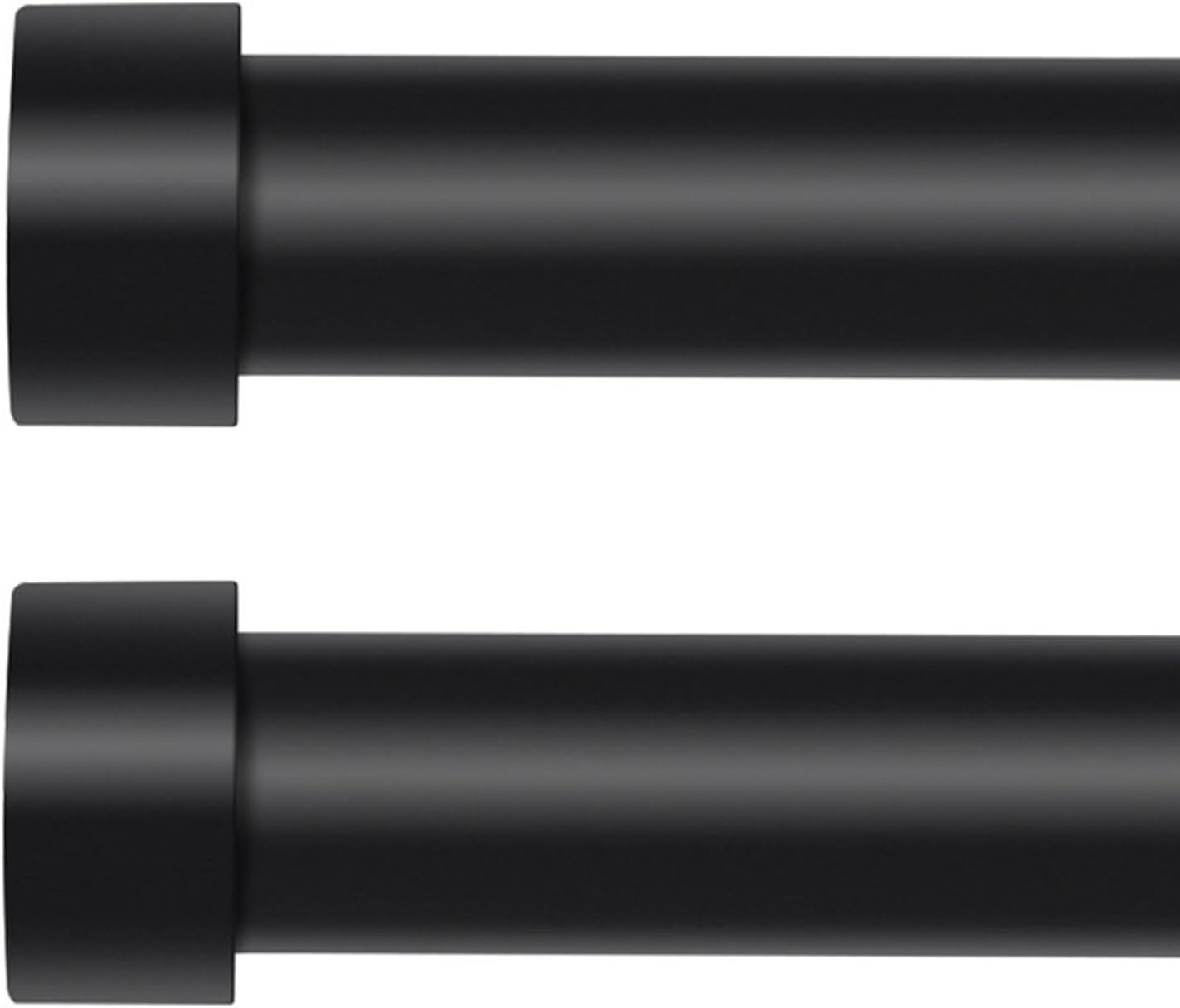 Window Treatment Hardware - OLV Black Curtain Rods for Window 48-84 inch, Adjustable Single Window Rods With End Cap Design Finials,1 inch Diameter,Matte Black,Set of 2