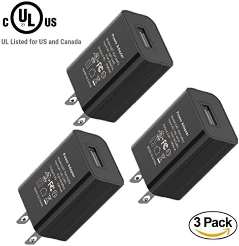 USB Wall Charger, LeVenustar 3 Pack UL Listed 5V/1A Universal Power Travel Wall Charger Adapter for iPhone X/8/7/6 Plus, iPad, Samsung Galaxy S5/S6/S7 Edge, LG, Motorola