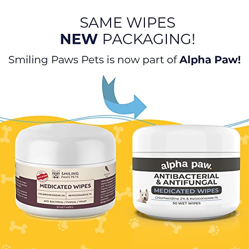 Smiling Paws Pets Antibacterial & Antifungal Wipes for Dogs & Cats