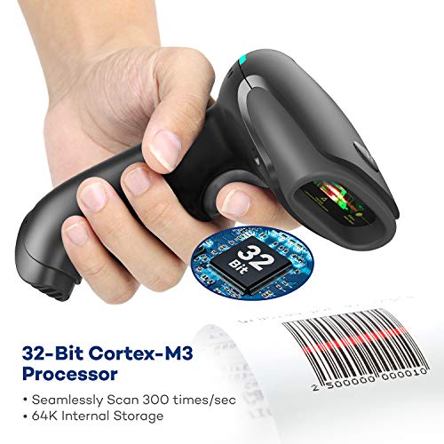 TaoTronics Barcode Scanner Bluetooth Bar Code Scanner, 2 in 1 Wireless and Wired Barcode Scanner