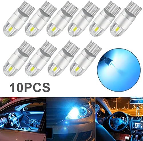 T10 LED Light Bulbs,194 LED Light Bulbs 3030 2SMD Wedge Interior LED Light Bulb W5W 158(10pcs,Crystal Blue)