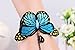 MEiySH Lolita Blue Butterfly Charm Lace Slave Bracelets with Ring fow Women