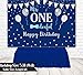 Funnytree Baby Boy 1st Birthday Party Backdrop Mr Onederful First Blue and Silver Photography Background Little Man Bow Tie Newborn Cake Table Decorations Photoshoot Banner Photo Booth Props