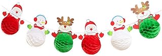 shentaotao Weihnachtspapier Banner Weihnachtsdekoration Weihnachtsmann Schneemann Papierkugel Pull Blumenfest Hängendes Papier Pompom Blumen Weihnachtsfest-Dekorationen
