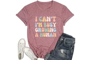 Tewmeu Mama Shirt for Women I Can't I'm Busy Growing A Human Shirt, Funny Pregnancy Shirt