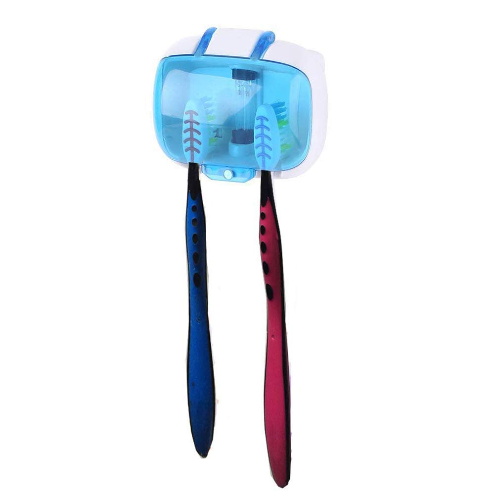 MIFAVOR UV Toothbrush Holder Wall Mounted, UV Light Portable Toothbrush Sterilizer Battery Operated with Suction Cup and Power Adhesive Support Screws Drilling