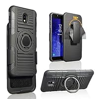 for Samsung Galaxy J7 2018 / J7 Refine / J7V 2nd Gen / J7 Star / J7 Top Case, Black Ring Grip Case Cover + Belt Clip Holster Stand + Magnetic Car Mount