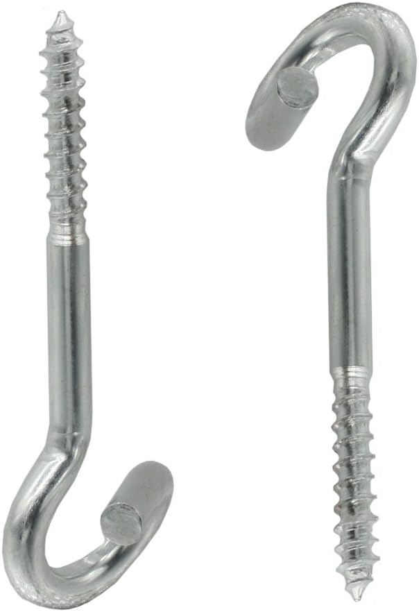 Screw hooks, ceiling hooks, long, with wooden thread, galvanised steel, with safety swing 10 x