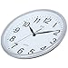 HITO Silent Wall Clock Non Ticking 10 inch Excellent Accurate Sweep Movement Glass Cover, Modern Decorative for Kitchen, Living Room, Bathroom, Bedroom, Office, Classroom (Silver)