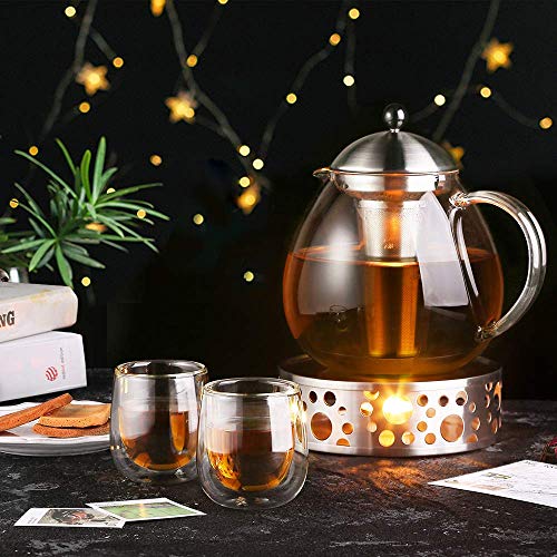 glastal 4 x 100 ml (4 oz) Glass Coffee Cups, Double Walled Transparent Espresso Glasses, Borosilicate Glass Cups for Tea, Coffee