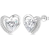 HUIPOJUE 925 Sterling Silver Stud Earrings for Women, Hypoallergenic Flat Back Earrings Jewelry Gifts for Sensitive Ears