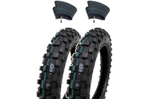 MMG Set of 2 Knobby Tires 2.50-10 with Matching Inner Tubes (TR4) for Front and Rear, Mini Dirt Bike Off-Road Performance Upgrade