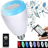 LED Light Bulb,Wireless Bluetooth Dimmable Lamp Bulb Speaker, E27 Base RGB Multicolor Changing LED Music Smart Bulb Light for iPhone, iPad and Android Phone.(White)