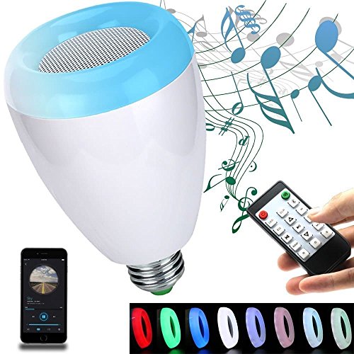 LED Light Bulb,Wireless Bluetooth Dimmable Lamp Bulb Speaker, E27 Base RGB Multicolor Changing LED Music Smart Bulb Light for iPhone, iPad and Android Phone.(White)