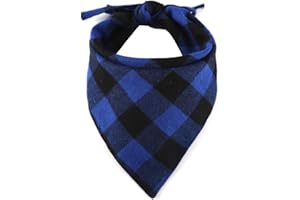 Dog Bandana, EYLEER Pet Dog Bandanas Cotton Reversible Triangle Blue Plaid Scarf Bibs Dog Accessories for Small Medium Large 