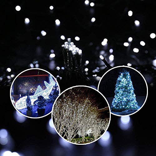 Dolucky Solar Christmas Lights, 72ft 8 Modes 200LED Solar String Lights, Waterproof LED White Solar Fairy Lights for Garden Balcony Deck Thanksgiving Christmas Decor(White)