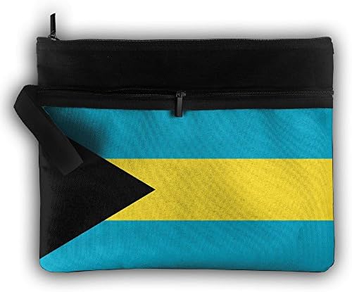 LALIAN Bahamas Flag Zipper Printing Waterproof Fabric Cosmetic Bags Portable Travel Toiletry Pouch Makeup Organizer Clutch Bag