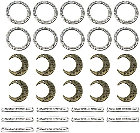 100 Gram (Approx 30 Pcs) 3 Different Style DIY Antique Silver Bronze Inspirational Message Bracelet Necklace Charm Connector Pendant for Crafting, Jewelry Making Accessory