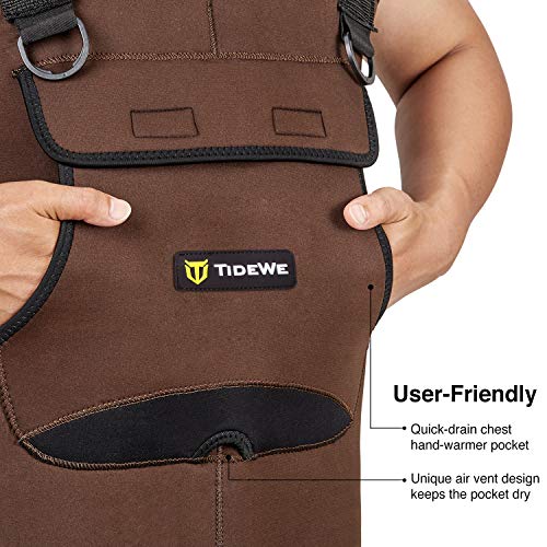 TIDEWE Neoprene Waders, Cleated Bootfoot Men Chest Waders, Waterproof