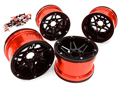 Integy RC Model Hop-ups C26869RED Billet Machined 6 Spoke 2.2 6-Bolt Type Wheels for 1/10 Scale Rock Crawler