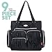 SoHo Time Square Diaper Bag Tote 9Pc, Black