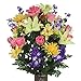 Salmon Rose and Purple Iris Silk Flower Bouquet with Stay-In-The-Vase® Design Flower Holder(LG1201)