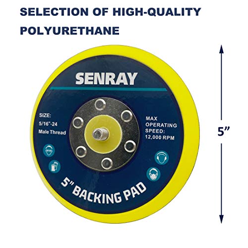 Senray 5 Inch DualAction Hook & Loop Molded Urethane Flexible Backing