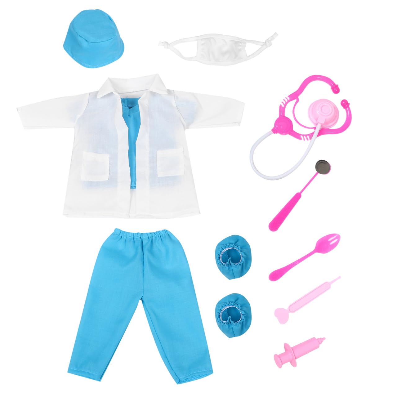 ibasenice 18-Inch Doll Nurse Doctor Costume Set with Mini Tools Pretend Play Dress-up Accessories for American Dolls Role-Playing Medical Kit for Kids