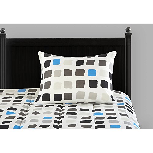 7 Piece Black White Metro Block Comforter Set Queen Dark Black