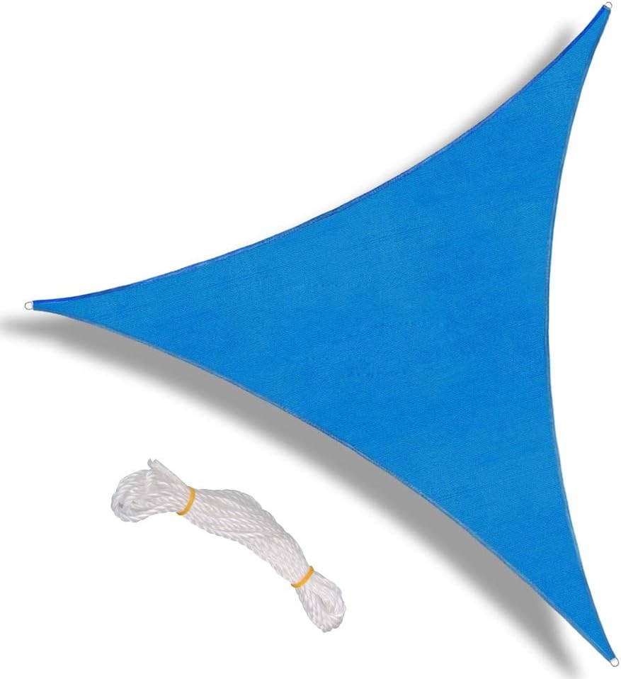 Warooma 2.4m x 2.4m x 2.4m Sun Shade Sails Canopy with Rope Triangle Sand UV Heavy Duty Commercial Grade Patio Waterproof Block Sun Shade Awning for Outdoor Facility And Activities