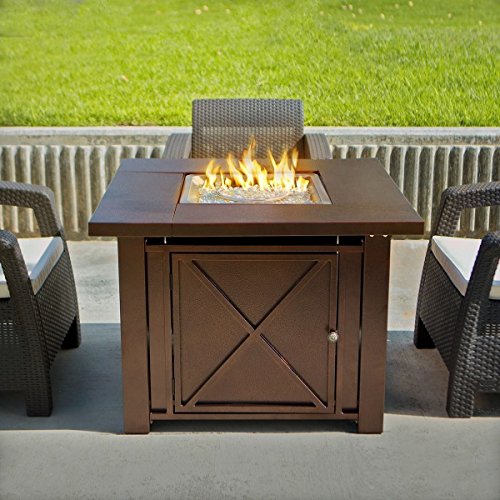 SKEMiDEX--- LPG Fire Pit Table Outdoor gas Fireplace Propane Heater Patio Backyard Deck New his fire pit is made of steel with a durable powder-coated bronze finish.Its criss cross design adds classi.
