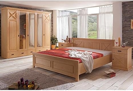 Schlafzimmer Komplett Gomero Pinie Teilmassiv Geburstet Gekalkt 180x200cm Holz Honig Weiss Glas Massivholz 180 X 200 Amazon De Kuche Haushalt
