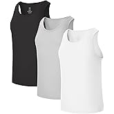 BAMBOO COOL Men's Tank Top Undershirts Moisture Wicking Breathable, Fitted Ruglar Fit T Shirts for Men 3 Pack