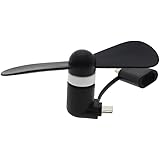 ULT-unite 2in1 Lightning Two Leaves Mini Phone Fan, For Android&iPhone(Black)
